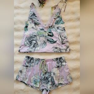 Linea Donatella Green And Pink  Pajama Set with Floral Design